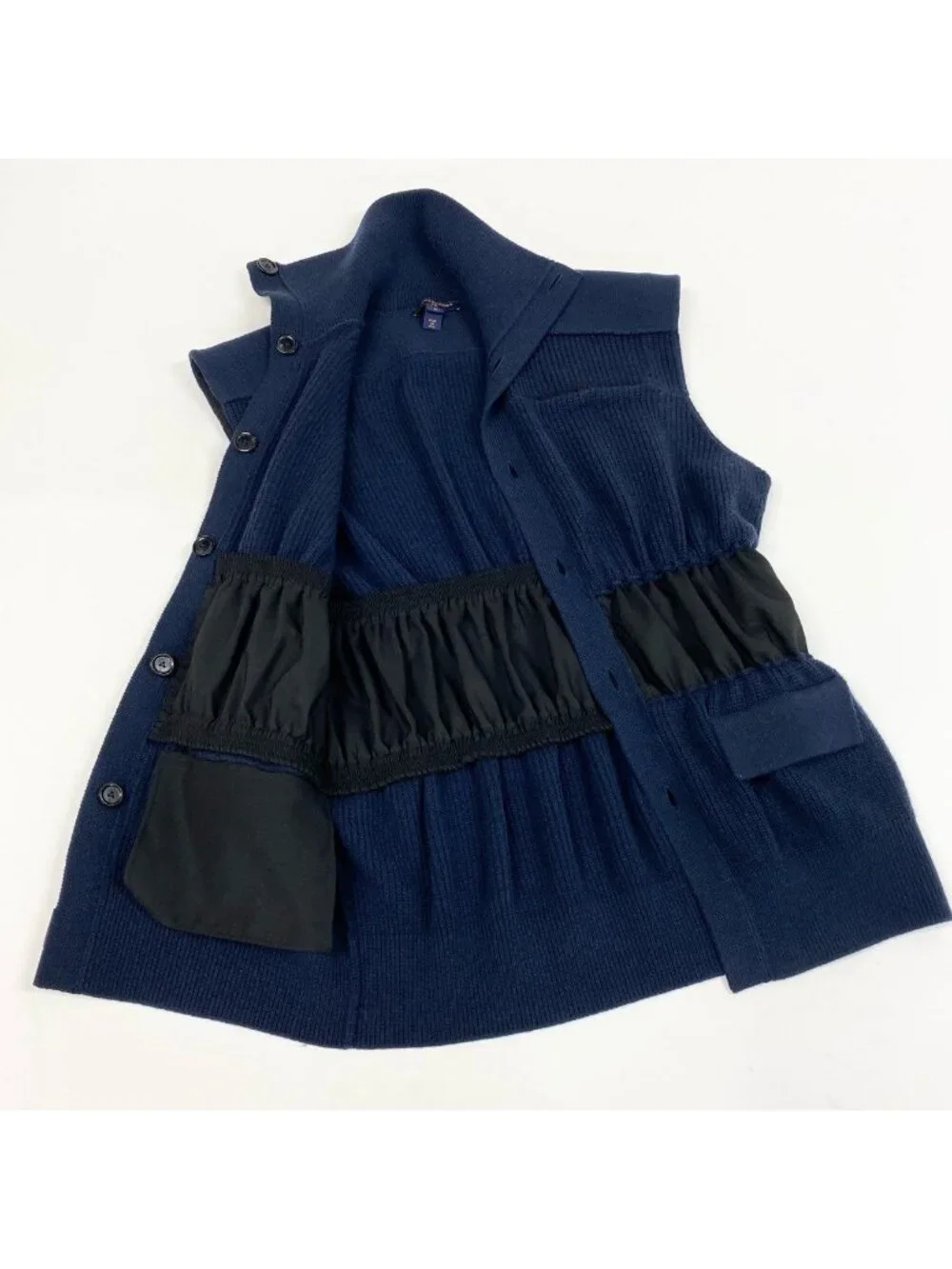 Louis Vuitton Jewel Button Sleeveless Cardigan Wool Cashmere Blend Night Blue XS